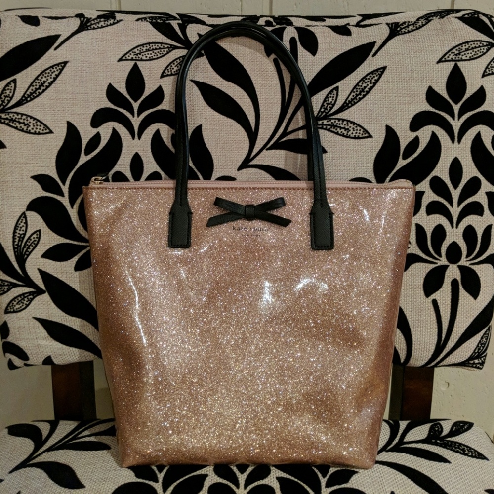 Kate Spade♠️ Rose Gold Glitter Jeralyn Tote